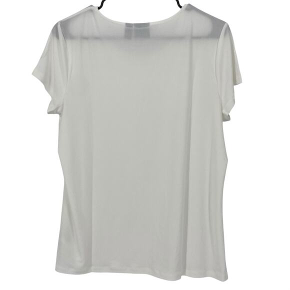 WOMEN WITH CONTROL NWOT Liquid Knit Short Sleeve Blouse Size Medium White - Picture 2 of 4